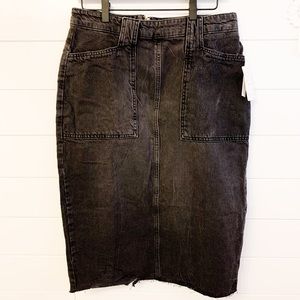 Free People black denim pencil skirt